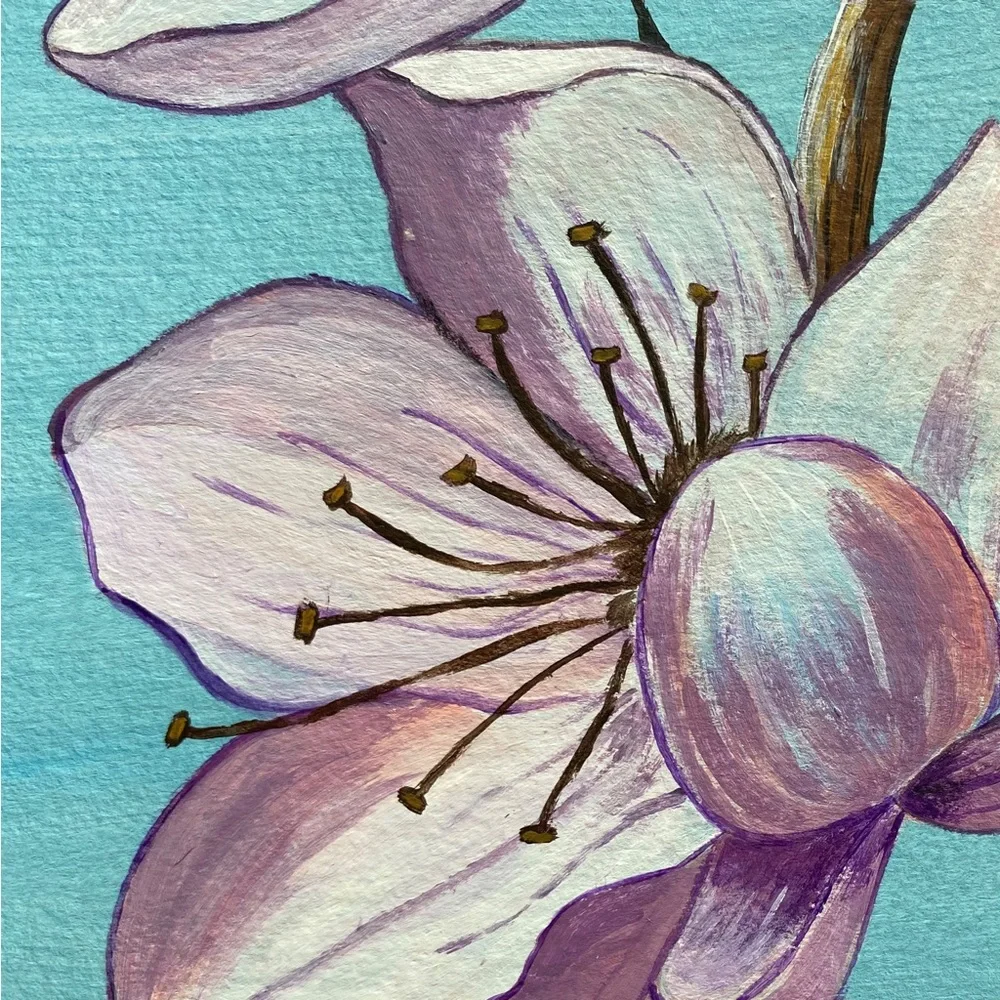 🌙 New Original Acrylic Painting Cherry Flower Blooming Wall Art